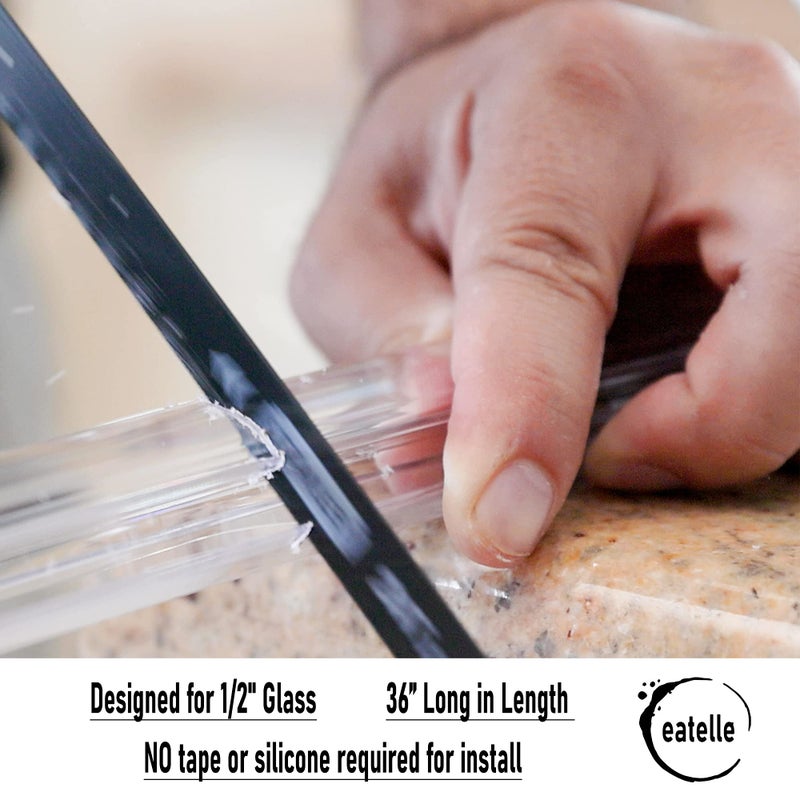 eatelle Shower Door Bottom Seal with Drip Rail for 1/2" (12mm) Thick Glass, 36" Long Sweep - Ultra Clear Polycarbonate - Image 5